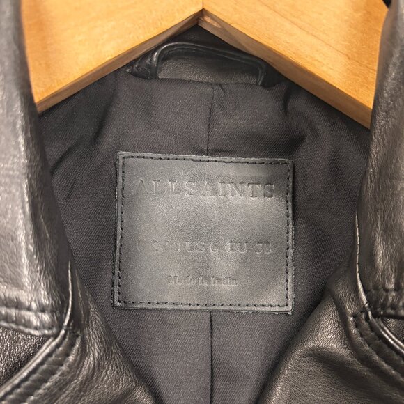 All Saints Dalby Leather Biker Jacket in Black Leather - Picture 8 of 9